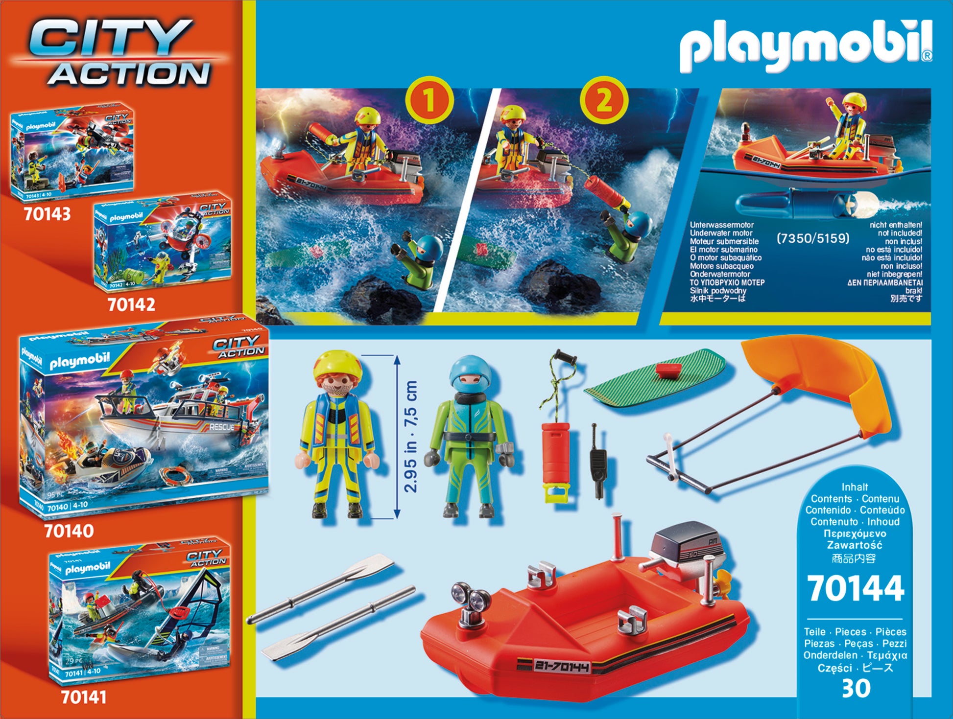 Playmobil 70144 City Action Sea Rescue Kitesurfer Rescue with Speedboat