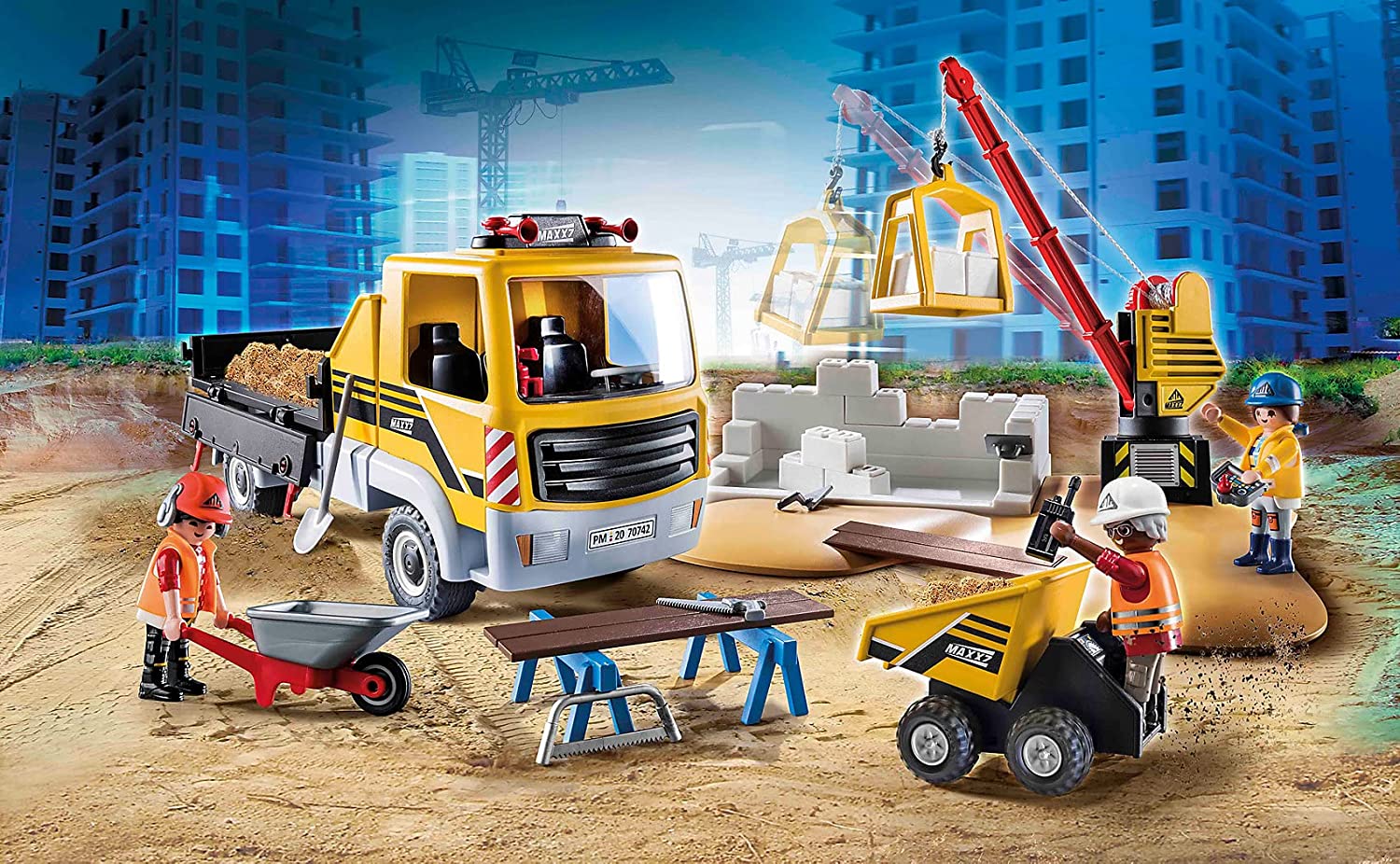 Playmobil 70742 City Action Construction Site with Flatbed Truck