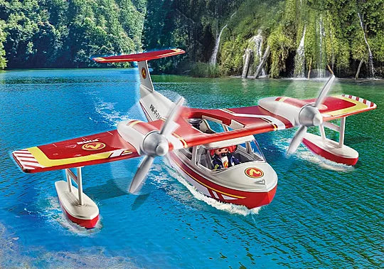 Playmobil 71463 Action Heroes: Firefighting Seaplane with Extinguishing Function