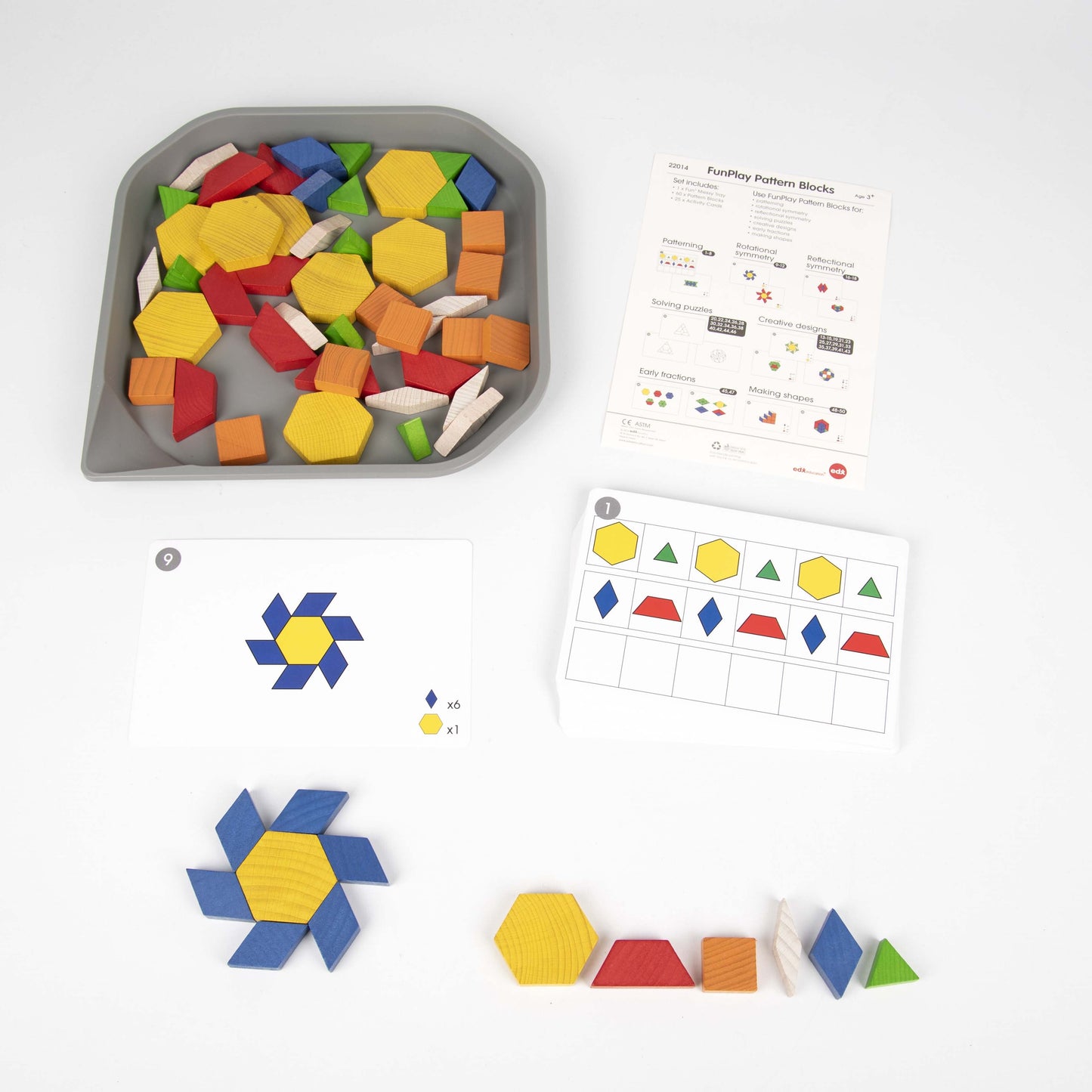 EDX Education Fun Play Wooden Pattern Blocks