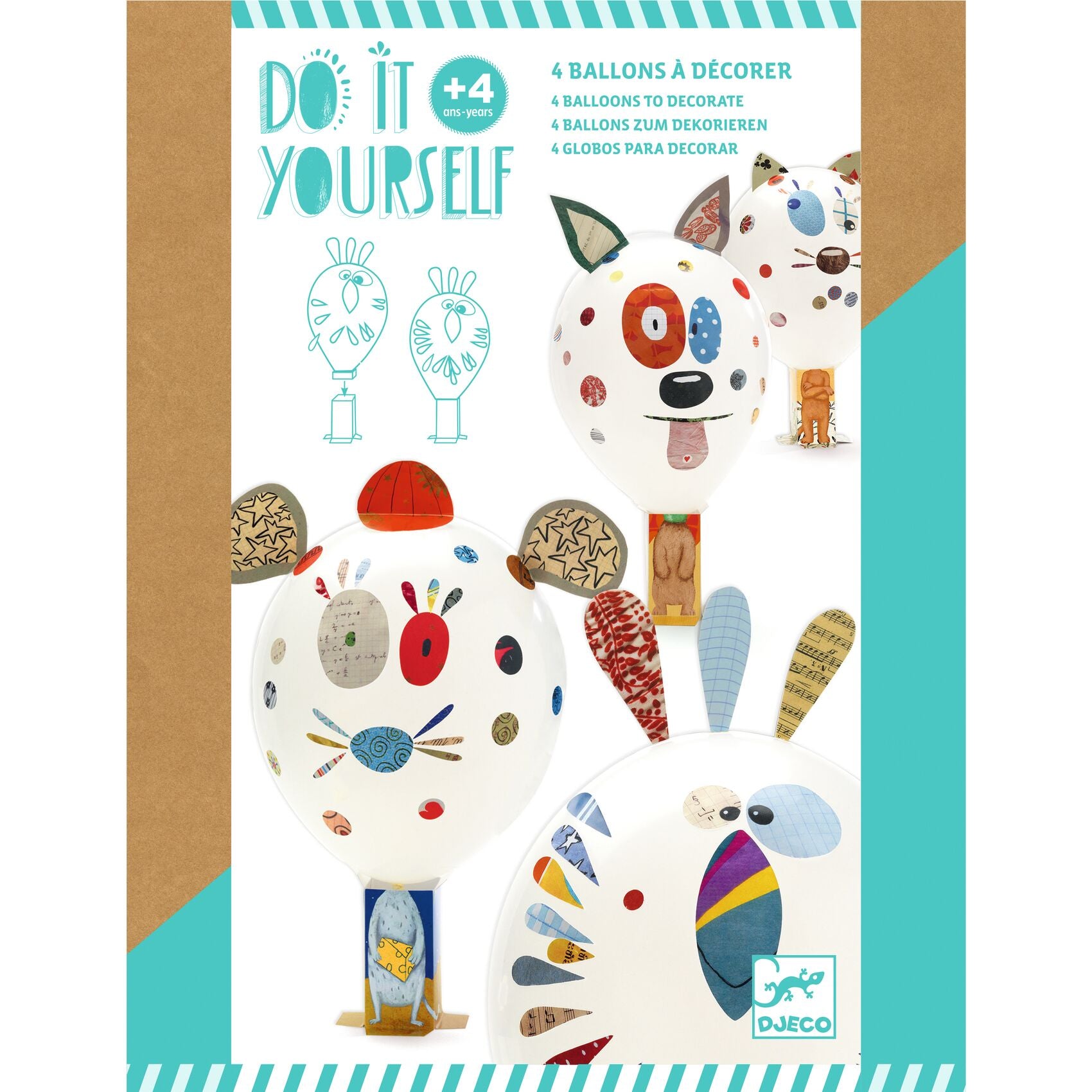 Djeco DIY Animal Balloons Mosaics & Stickers