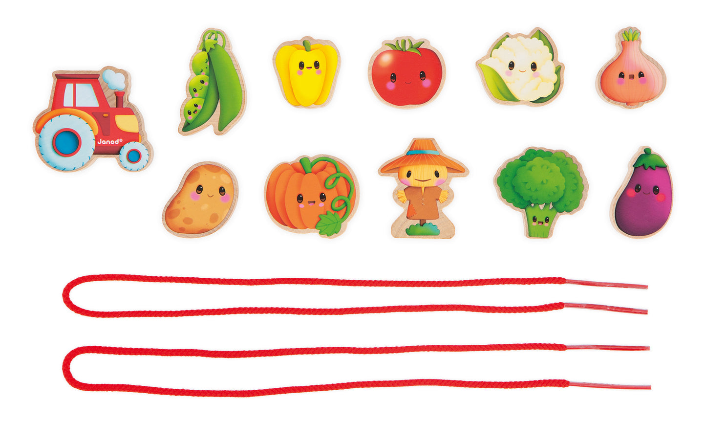 Janod Farm - Threading Beads - Vegetable Garden