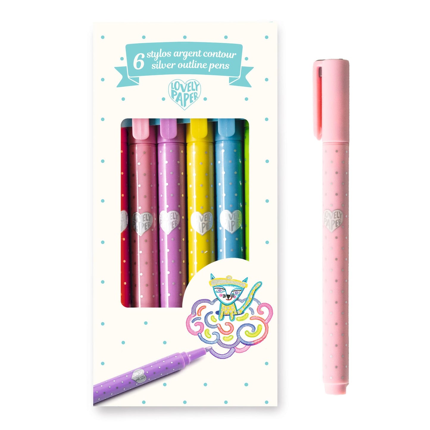 Djeco 6 Silver Outline Pens