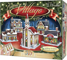 WREBBIT 3D Christmas Village Theme 3D Jigsaw Puzzle