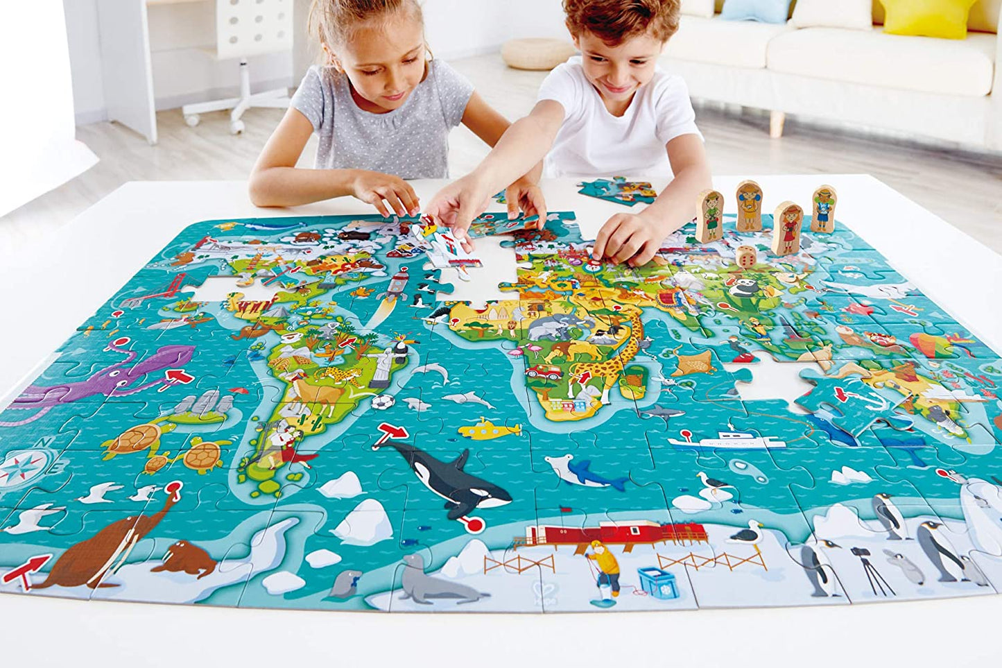 Hape E1626 2-in-1 World Tour Atlas Puzzle And Game