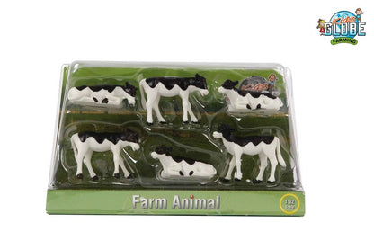 Kids Globe 1:32 6 Pk Black/White Calves Lying/Standing