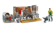Bruder Bworld Cow & Calf Barn With Farmer