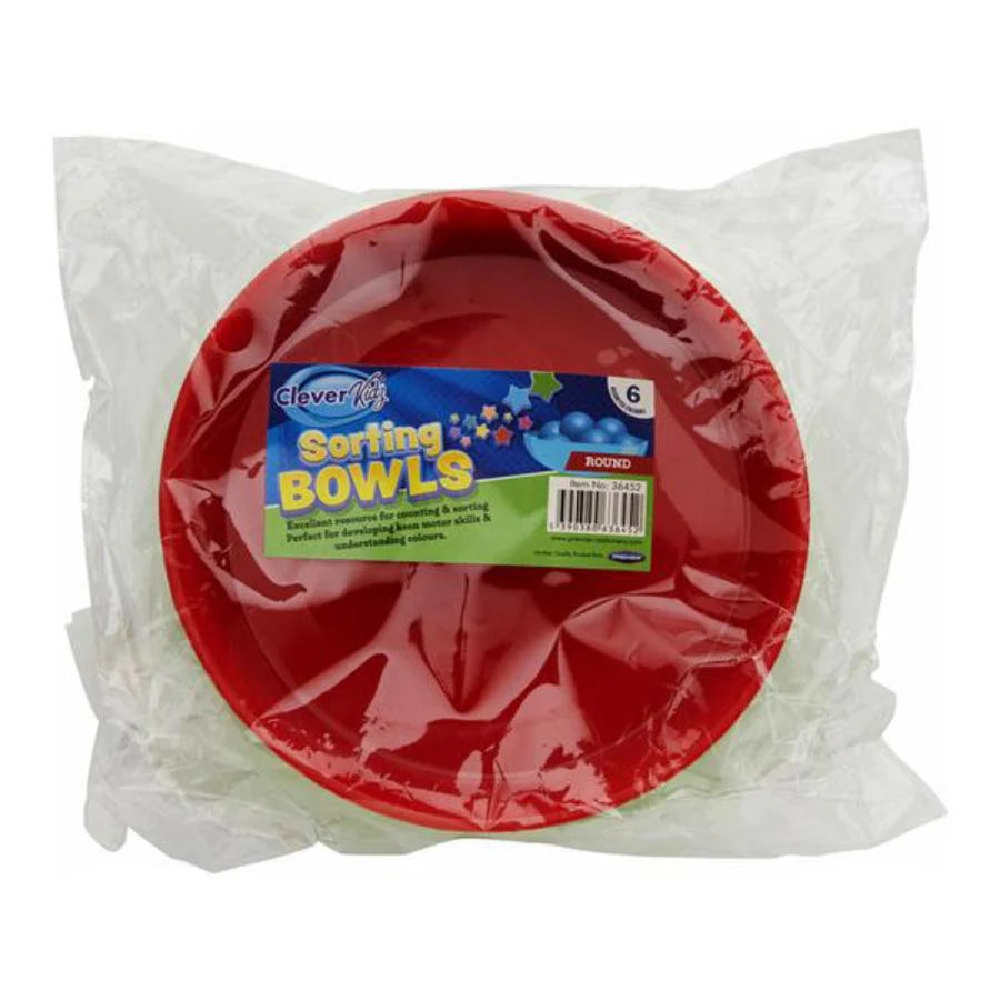 Clever Kidz Pkt6 Sorting Bowls Round Asst Colours