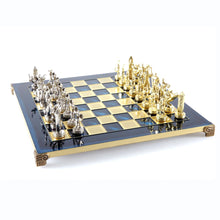 Manopoulos Greek Mythology Metal Chess Setwith gold/silver chessmen and bronze c