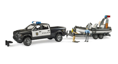 Bruder Ram 2500 Police Pickup W/Trailer & Boat