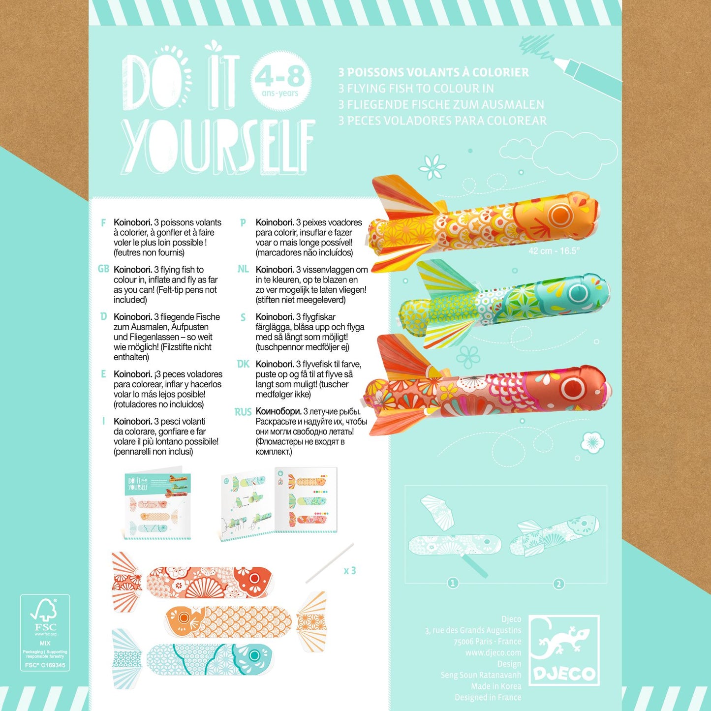Djeco DIY Flying Fish to Colour In Koinobori