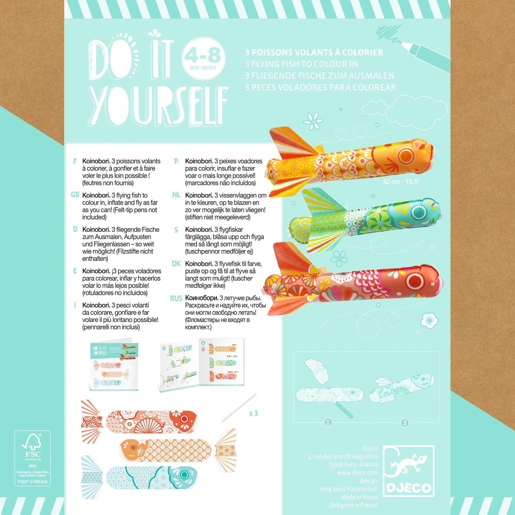 Djeco DIY Flying Fish to Colour In Koinobori