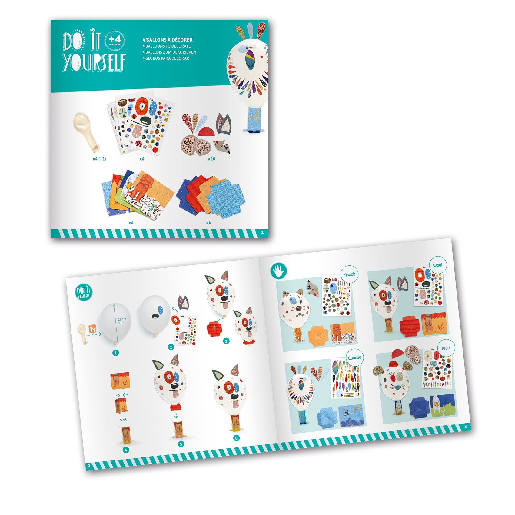 Djeco DIY Animal Balloons Mosaics & Stickers