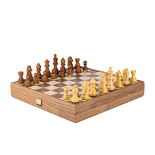 Manopoulos Wooden Chess Set In Inlaid Chessboard Case
