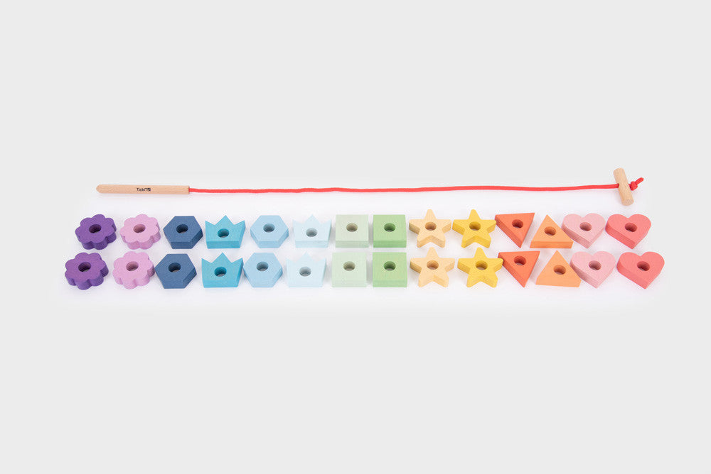 TickiT Rainbow Wooden Lacing Shapes