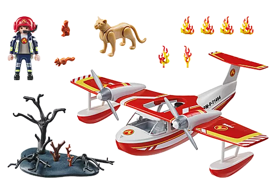 Playmobil 71463 Action Heroes: Firefighting Seaplane with Extinguishing Function