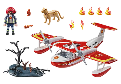 Playmobil 71463 Action Heroes: Firefighting Seaplane with Extinguishing Function