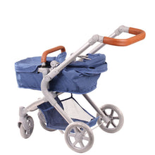 Gotz Dolls Doll Pram 4-wheel, 2 in 1, Denim & Spots