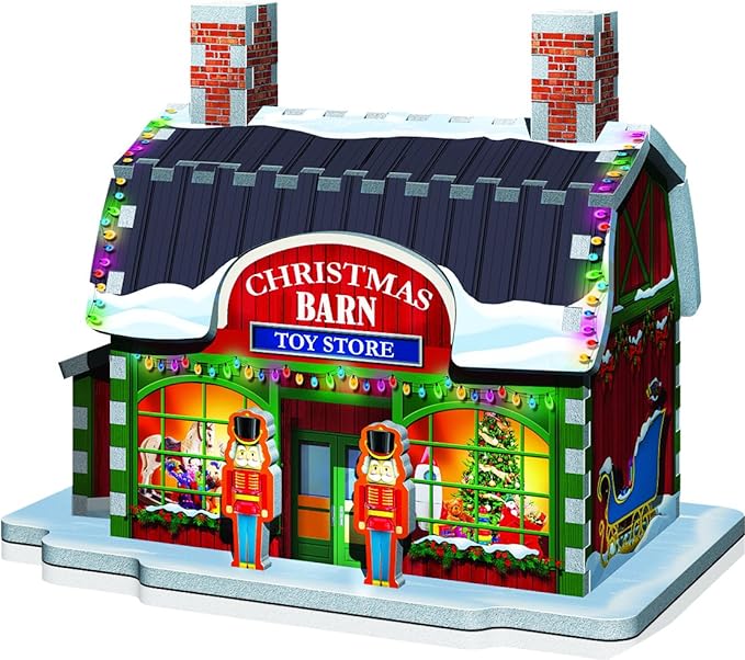 WREBBIT 3D Christmas Village Theme 3D Jigsaw Puzzle