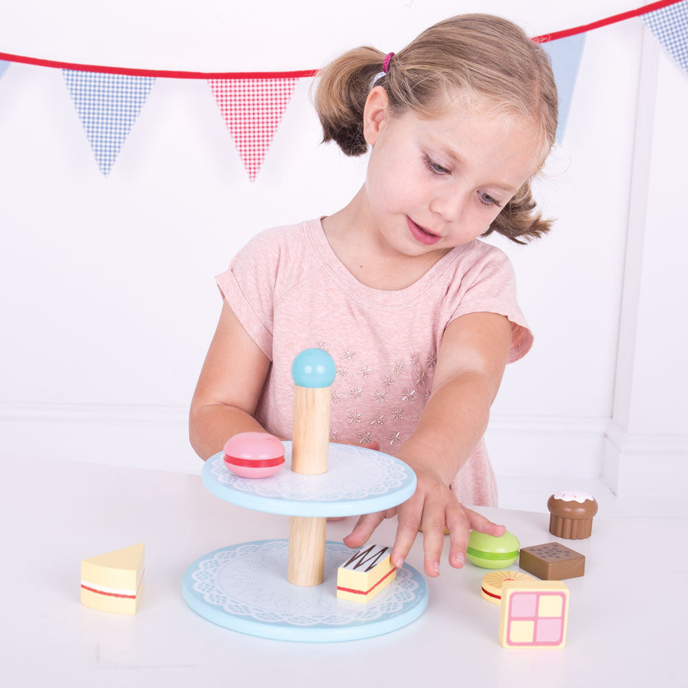 BigJigs Cake stand with 9 cakes