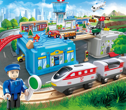 Hape Mega Metropolis Train Bucket Set (80 pieces)