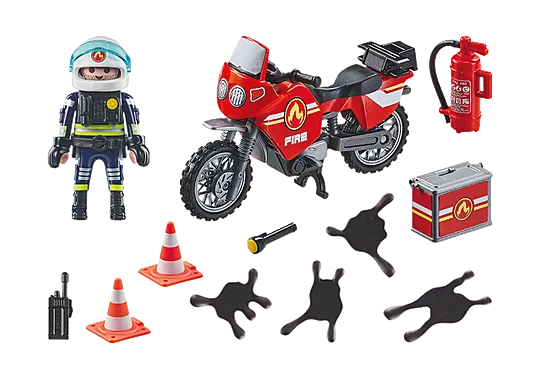 Playmobil 71466 Action Heroes: Fire Motorcycle & Oil Spill Incident
