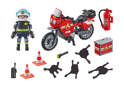 Playmobil 71466 Action Heroes: Fire Motorcycle & Oil Spill Incident