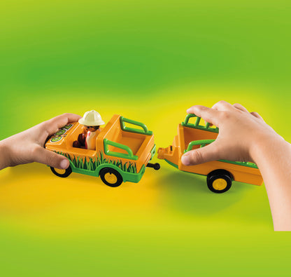 Playmobil 1.2.3 70182 Zoo Truck and Trailer with Rhinoceros