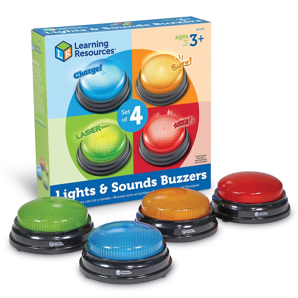 Learning Resources Lights And Sounds Buzzers (Set of 4)