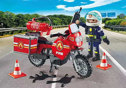 Playmobil 71466 Action Heroes: Fire Motorcycle & Oil Spill Incident