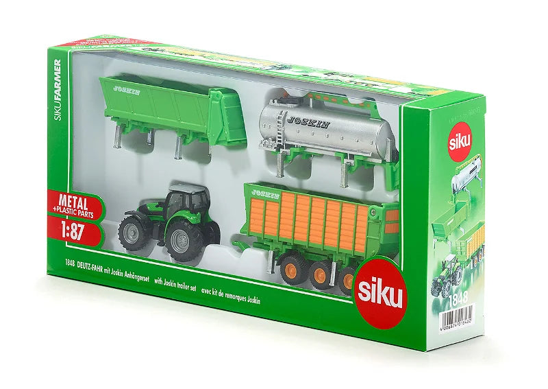 Siku 1:87 Deutz-Fahr W/3 Pce Joskin Trailer Set