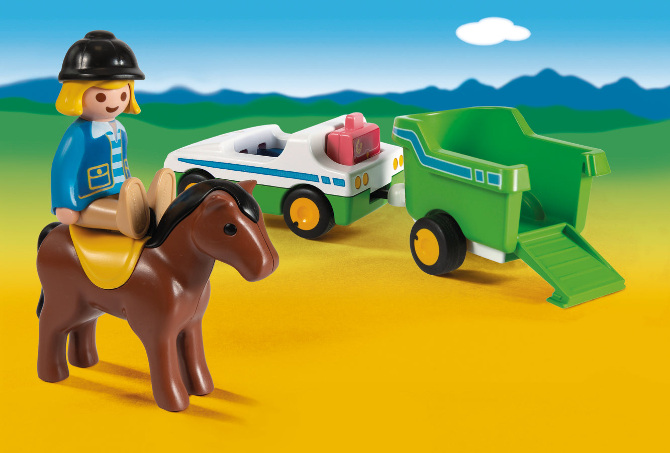 Playmobil 1.2.3 70181 Car with Horse Trailer