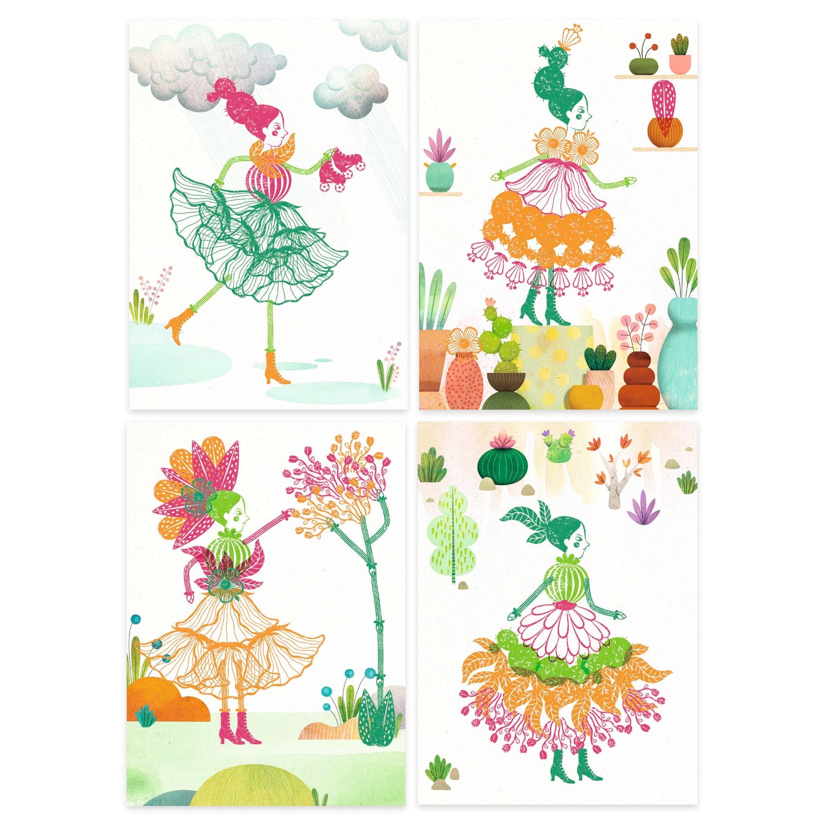 Djeco Mix & Match Stamps Flower Girls