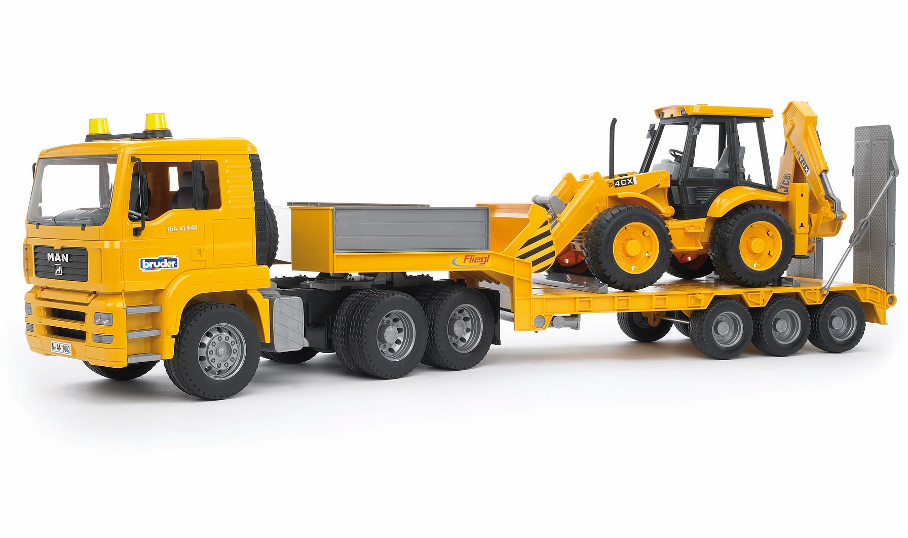Bruder Man TGA Low Loader W/Backhoe Loader