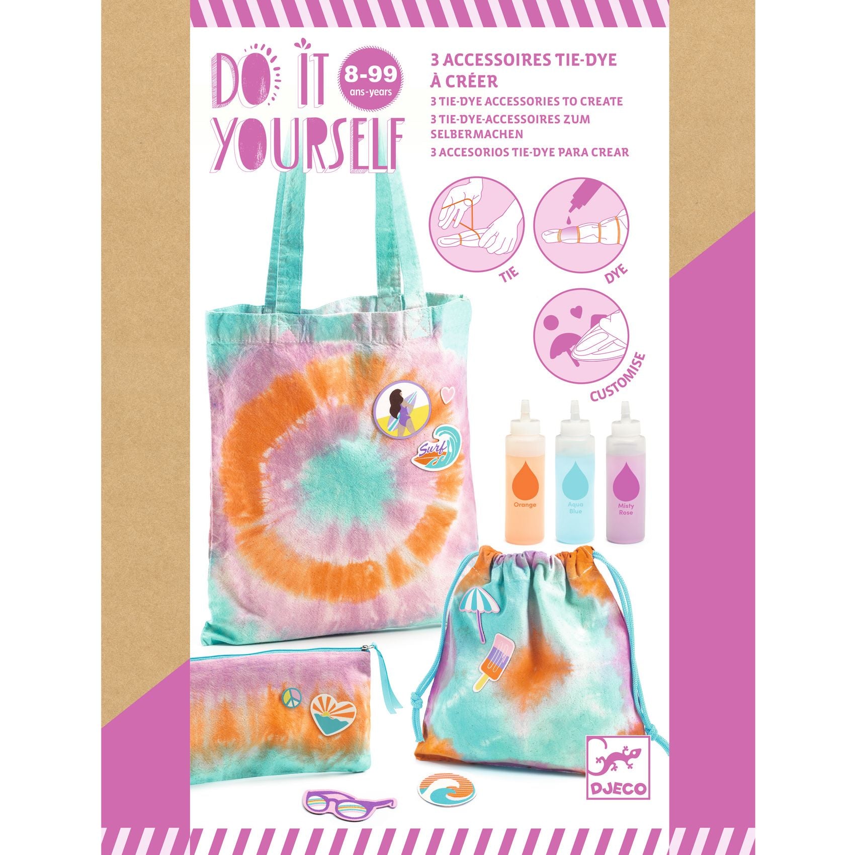 Djeco Tote DIY Bag Tie-Dye Sunshine Camp