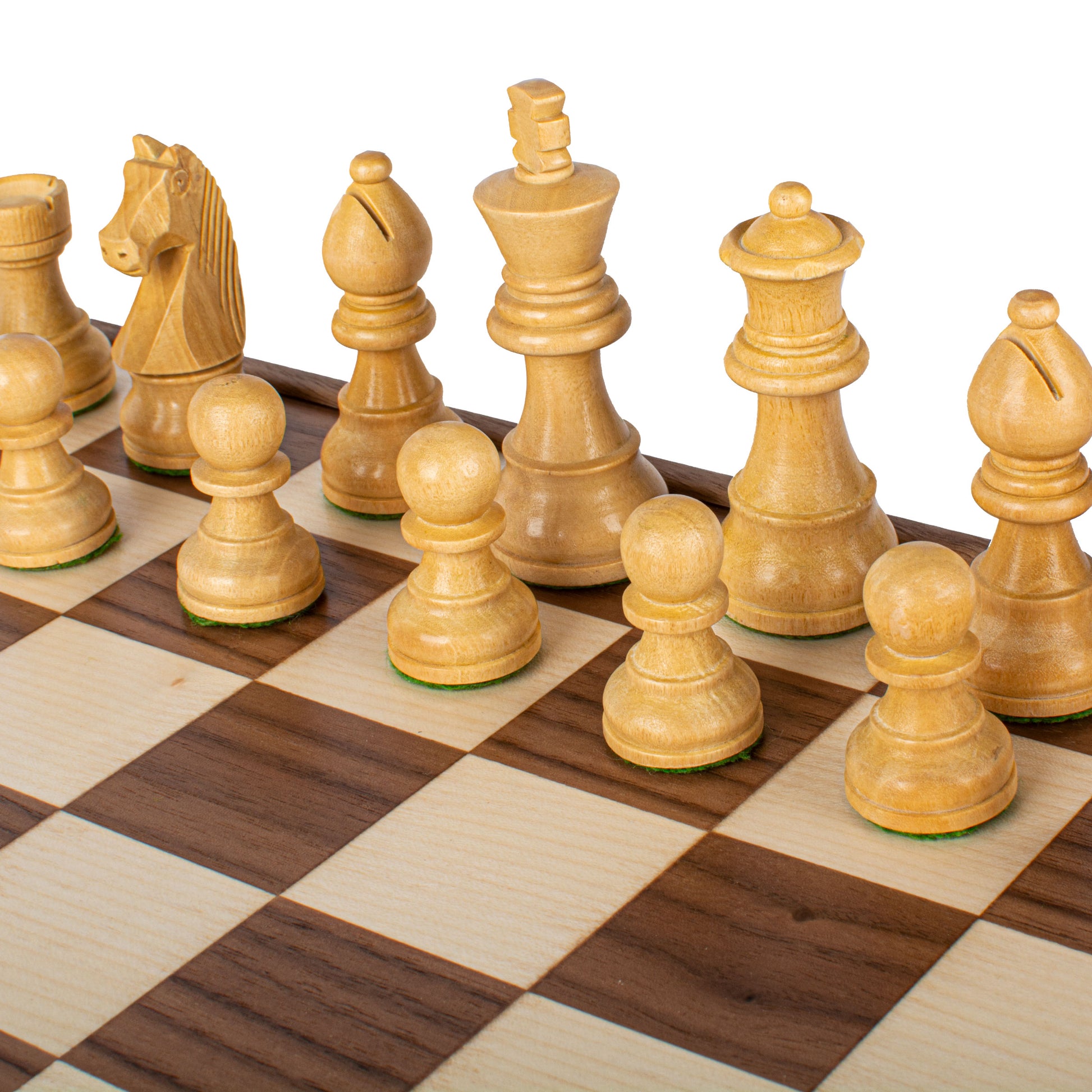 Manopoulos Wooden Chess Set In Inlaid Chessboard Case