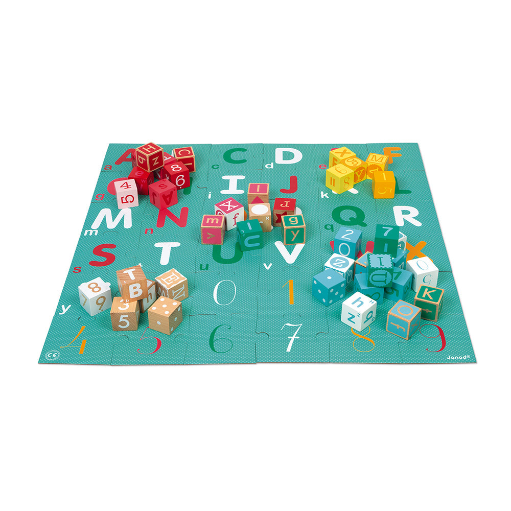 Janod KUBIX 40-Cube Set + Letters / Numbers Puzzle