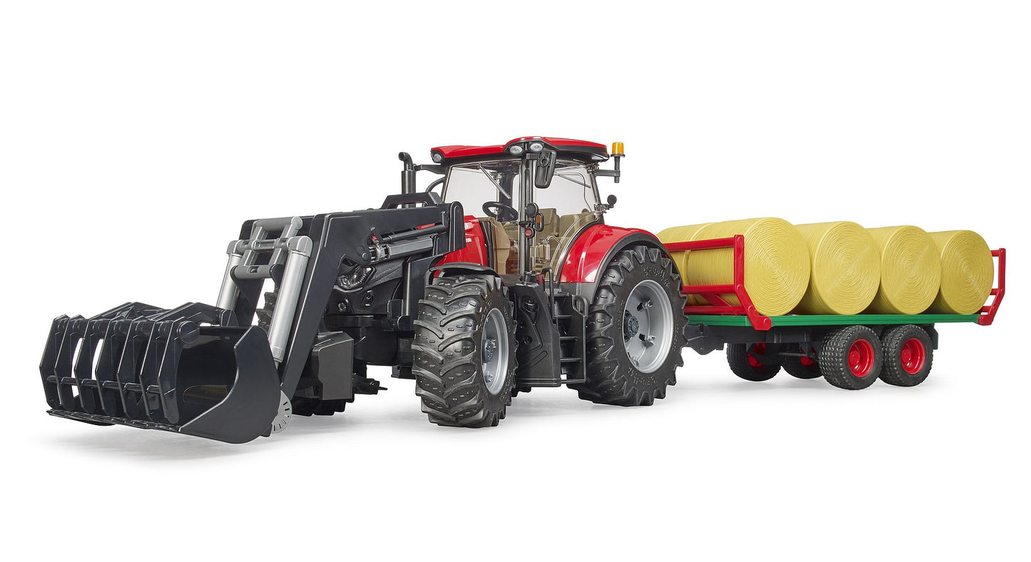 Bruder Case Ih W/Frontloader, Trailer & 8 Bales