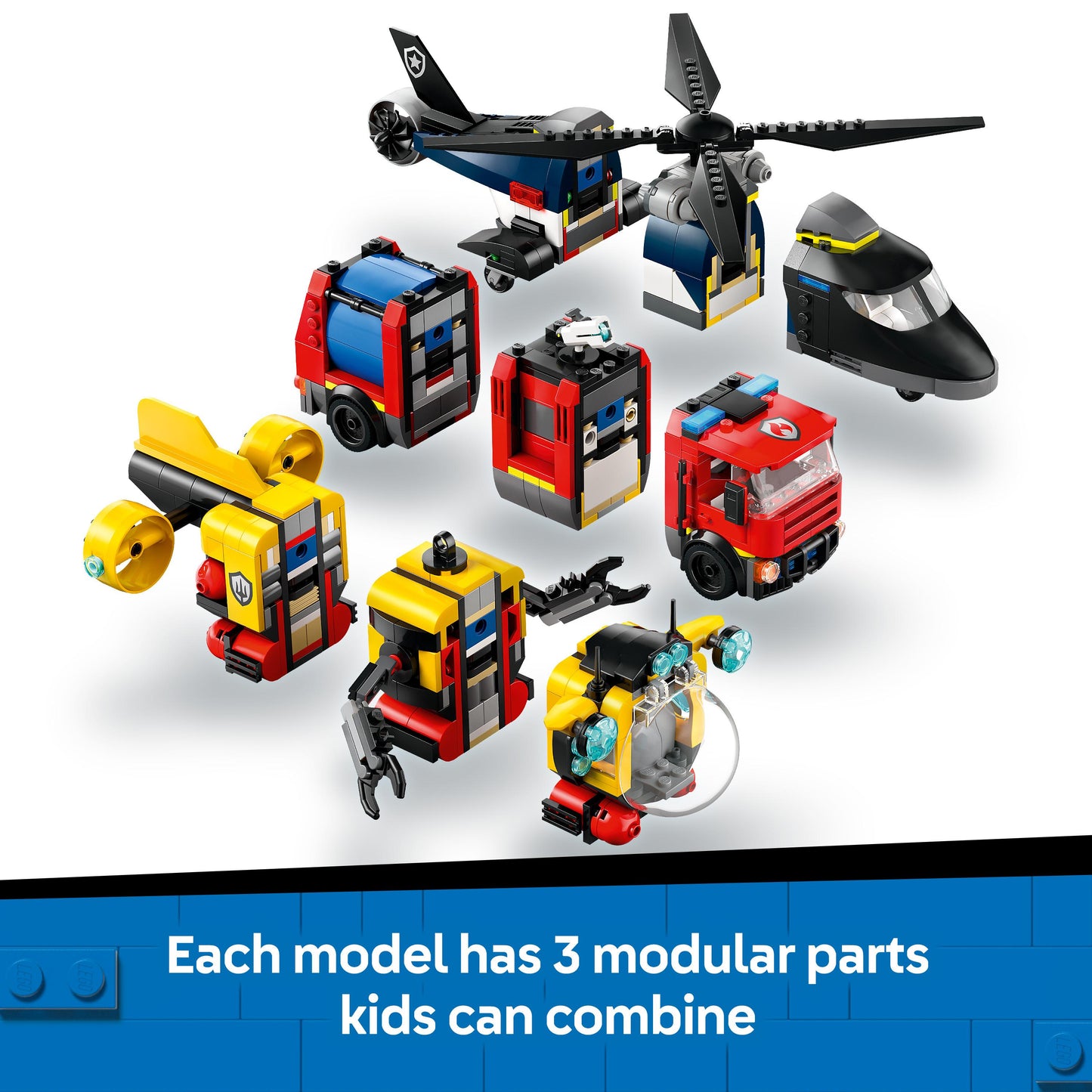 Lego City Great Vehicles 60462 Helicopter, Fire Truck & Submarine Remix