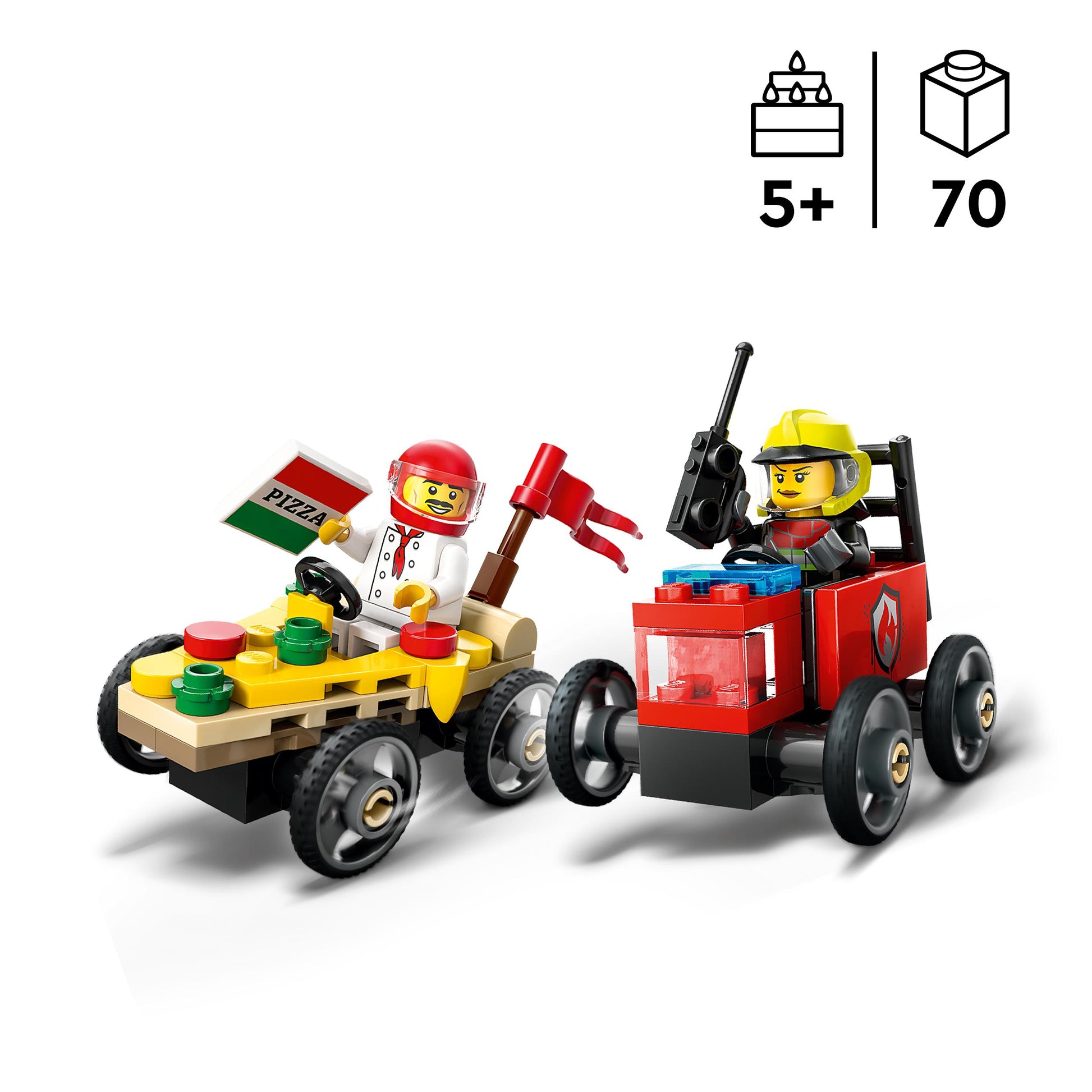 Lego City Great Vehicles 60458 Pizza vs. Fire Truck Race Car Pack