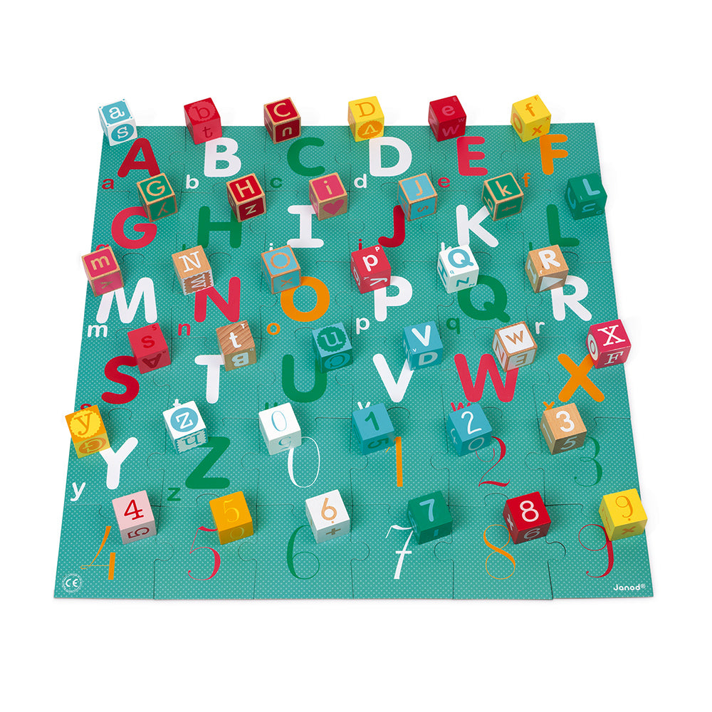 Janod KUBIX 40-Cube Set + Letters / Numbers Puzzle