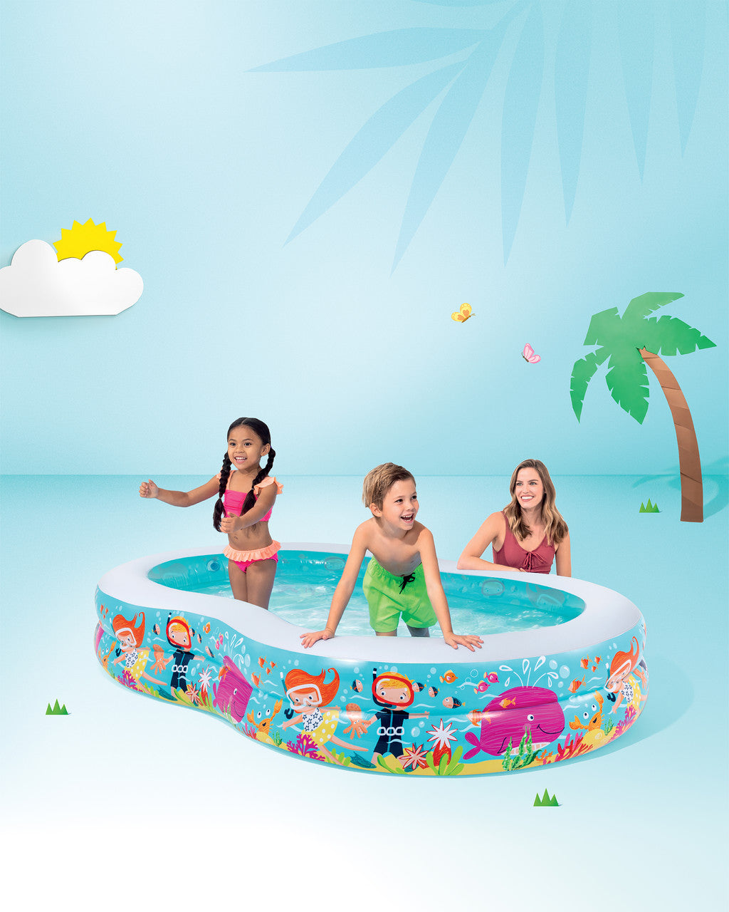 Intex 103" X 63" X 18" Inflatable 2 Ring Pool Beach Design