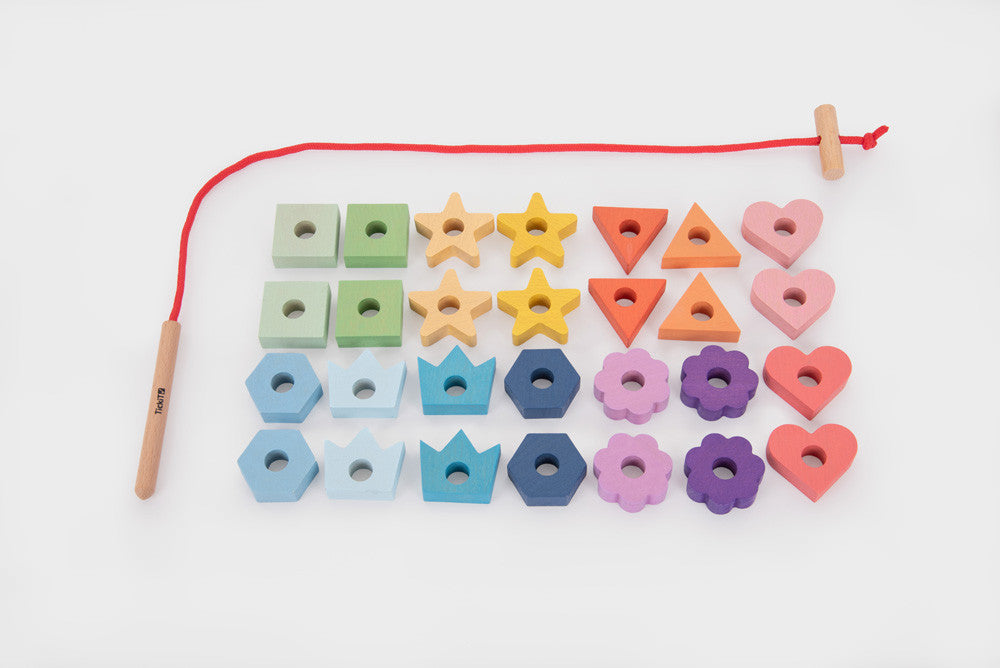 TickiT Rainbow Wooden Lacing Shapes