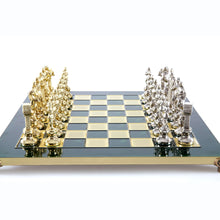 Manopoulos Renaissance Metal Chess Set With Gold/Silver Chessmen And Bronze Ches