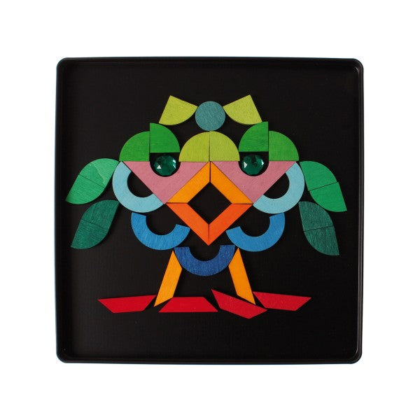 Grimms Magnet Puzzle Triangle, Square, Circle with Sparkling Parts