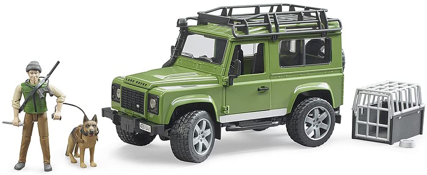 Bruder Land Rover Defender Station Wagon W/ Forester & Dog
