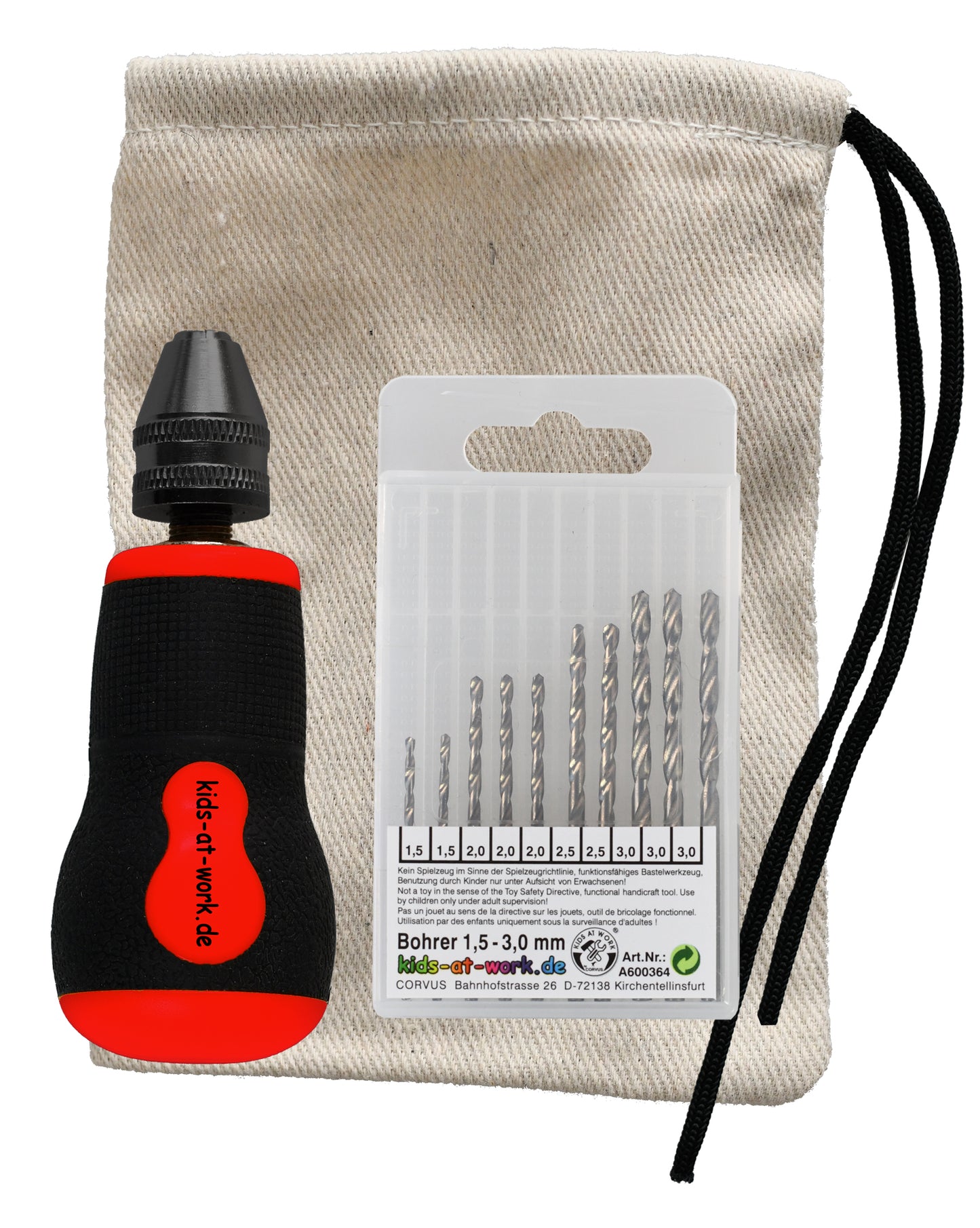 Kids At Work Small Hand Drill With Drill Bits