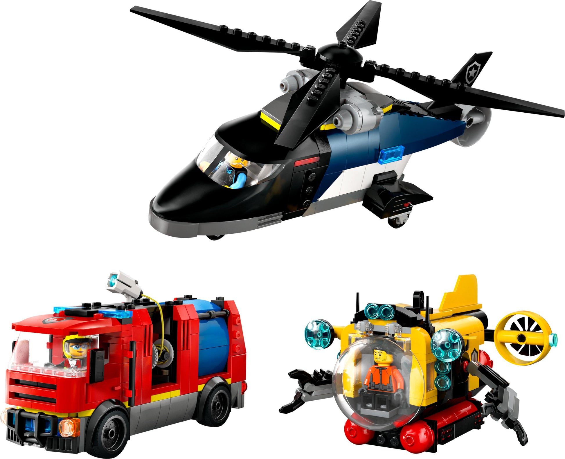 Lego City Great Vehicles 60462 Helicopter, Fire Truck & Submarine Remix