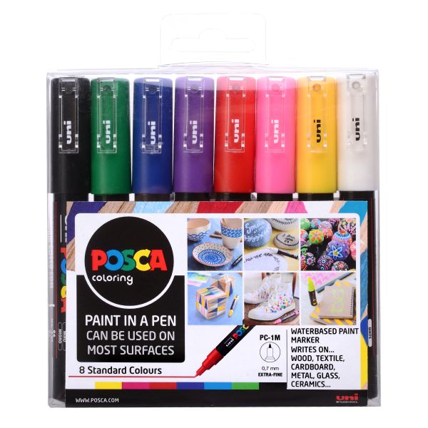 Posca Pc-1M Wlt 8 Standard Colours Extra-Fine Bullet Tip