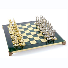 Manopoulos Renaissance Metal Chess Set With Gold/Silver Chessmen And Bronze Ches